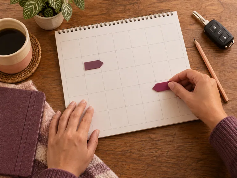 Petak kalendar kosong dengan dua penanda boleh alih